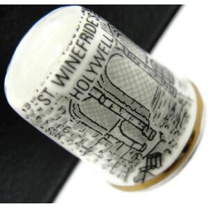 Winefride's Holywell White Fine Bone China Thimble Vintage Gold Trimmed Band
